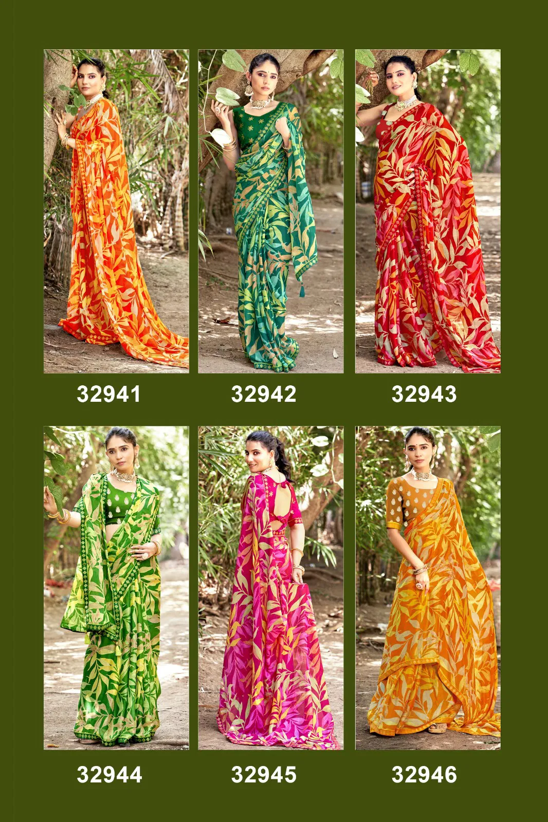 Maddy Vol 6 By Vallabhi Georgette Leaf Printed Saree Wholesalers In Delhi